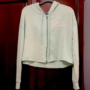 light blue american eagle cropped zip up